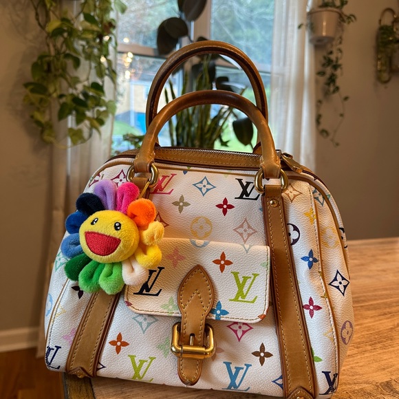 Louis Vuitton Handbags - Louis Vuitton White Multicolor Monogram Satchel Vintage Priscilla